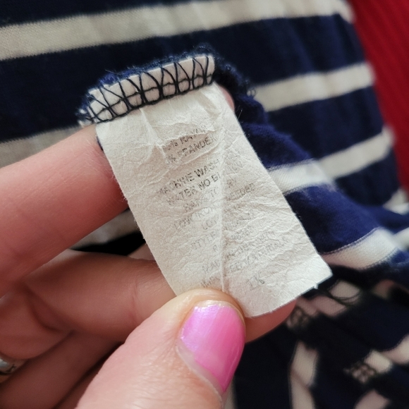 Pinc Women's Navy Blue White Striped Short Sleeve T-shirt Dress Summer Spring Lg - Picture 2 of 7